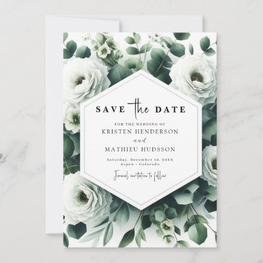 Chic Custom Eucalyptus Digitale bruiloft Save The Date (Voorkant)