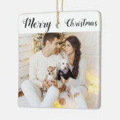 Chic Custom Family Couple Photo Holiday Kerstmis Keramisch Ornament (Links)
