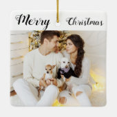 Chic Custom Family Couple Photo Holiday Kerstmis Keramisch Ornament (Achterkant)