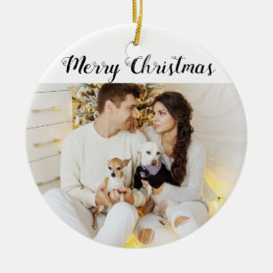 Chic Custom Family Couple Photo Holiday Kerstmis Keramisch Ornament