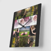 Chic Custom Floral Family and Moeder Photo Collage Vierkante Klok (Hoek)