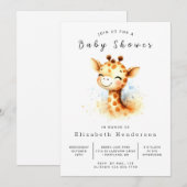 Chic Custom Giraffe Baby shower Kaart (Voorkant / Achterkant)