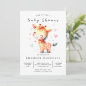 Chic Custom Giraffe Baby shower Kaart (Staand voorkant)
