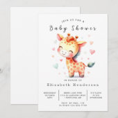 Chic Custom Giraffe Baby shower Kaart (Voorkant / Achterkant)