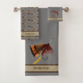 Chic Custom Grey Tan Fly Fishing Vliegt Kustkust Bad Handdoek (Insitu)