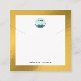 Chic custom logo gold lijst ketting display card vierkante visitekaartje
