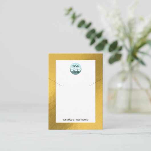 Chic custom logo gold lijst ketting display card visitekaartje (Staand voorkant)