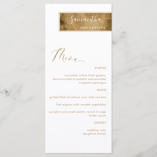Chic Custom met Guest Name White en Gold Menu (Voorkant)