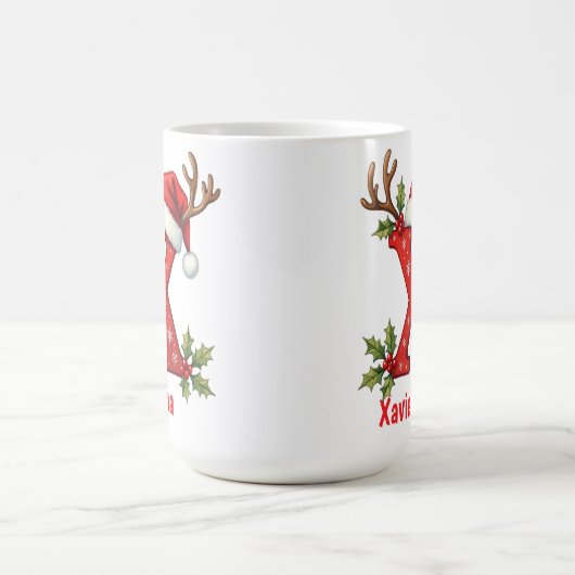 Chic custom Monogram initial X merry Christmas Koffiemok (Center)