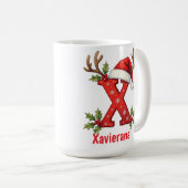 Chic custom Monogram initial X merry Christmas  Koffiemok (Voorkant rechts)