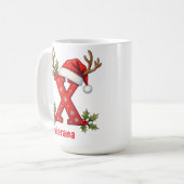 Chic custom Monogram initial X merry Christmas  Koffiemok (Voorkant links)