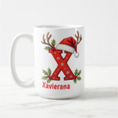 Chic custom Monogram initial X merry Christmas  Koffiemok (Links)