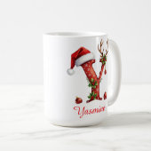 Chic custom Monogram initial Y merry Christmas  Koffiemok (Voorkant rechts)