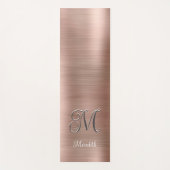 Chic Custom Monogram Pink Brushed Metallic Script  Yogamat (Voorkant)