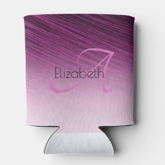 Chic Custom Name Monogram Paars Ombre Streaks Blikjeskoeler (Achterkant)