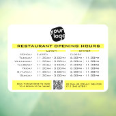 Chic Custom Opening Lunch Dinner Hours Restaurant Raamsticker (Vel 3)