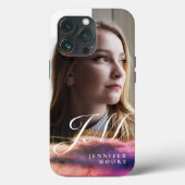 Chic Custom Paars Blush Pink Photo Monogramed Case-Mate iPhone Case (Achterkant)