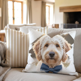 Chic Custom Photo Paint Brushstroke Dog Beige Kussen