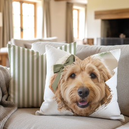 Chic Custom Photo Paint Brushstroke Dog Green Kussen