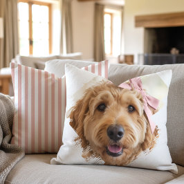 Chic Custom Photo Paint Brushstroke Dog Pink Kussen