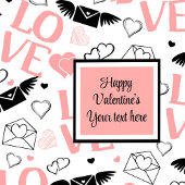 Chic Custom Pink Black Hearts Hand Drawn Valentine Servet