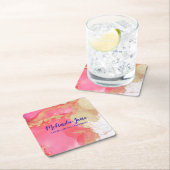 Chic Custom Pink Gold Paarse Waterverf Blot Kartonnen Onderzetters (Insitu)