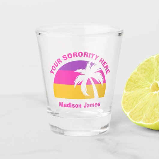 Chic Custom Pink Tropical Beach Cute Sorority Girl Shot Glas (Voorkant)