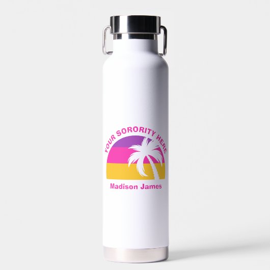 Chic Custom Pink Tropical Beach Cute Sorority Girl Waterfles (Voorkant)