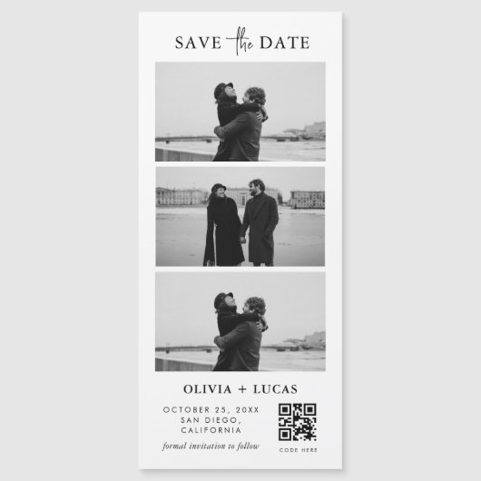 Chic Custom QR Code Fotostrip Magnetische bruiloft (Voorkant)