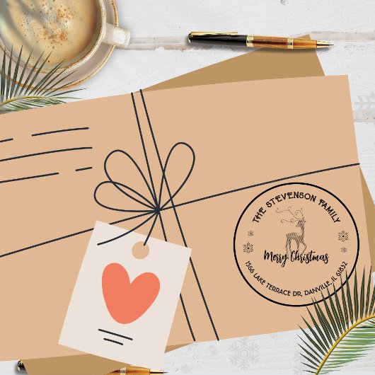 Chic Custom Reindeer Holiday Greeting Stamp Rubberstempel