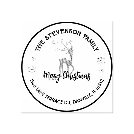 Chic Custom Reindeer Holiday Greeting Stamp Rubberstempel (Afrduk)
