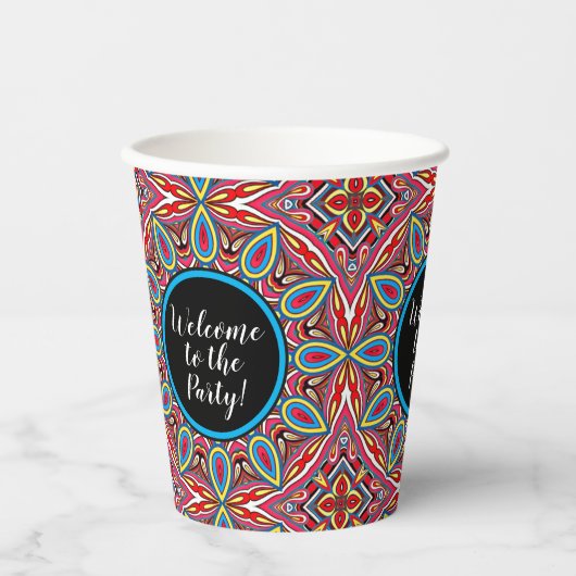 Chic Custom Star Mosaic Kaleidoscope Art Patroon Papieren Bekers (Voorkant)