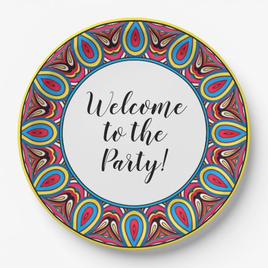 Chic Custom Star Mosaic Kaleidoscope Art Patroon Papieren Bordje (Voorkant)