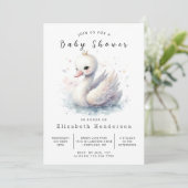 Chic Custom Swan Baby shower Kaart (Staand voorkant)