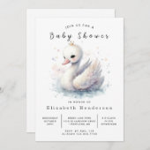 Chic Custom Swan Baby shower Kaart (Voorkant / Achterkant)