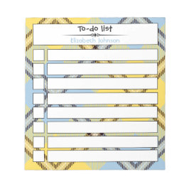 Chic Custom to do List Script Name Pset Tartan Notitieblok