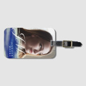 Chic Custom Torquoise Blue Abstract Photo Monogram Bagagelabel (Voorkant (horizontaal))