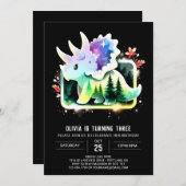 Chic Custom Triceratops Verjaardag Kaart (Voorkant / Achterkant)