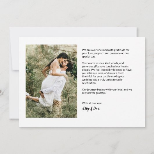 Chic Custom Trouwfoto Blush Pink Bedankkaart (Achterkant)