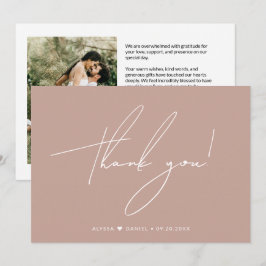 Chic Custom Trouwfoto Blush Pink Bedankkaart