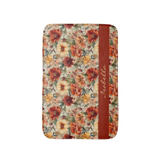 Chic Custom Waterverf Floral Patroon Badmat (Voorkant Verticaal)