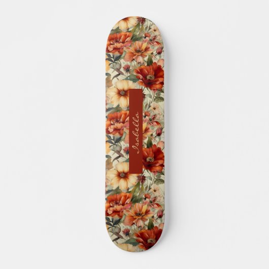 Chic Custom Waterverf Floral Patroon Persoonlijk Skateboard (Voorkant)