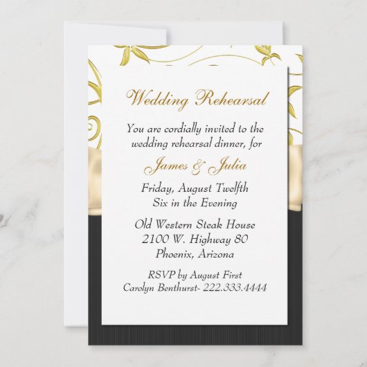 Chic Custom Wedding Rehearsal Dinner Uitnodiging (Achterkant)