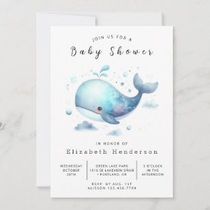 Chic Custom Whale Baby shower Kaart