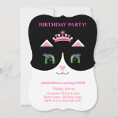 Chic Cute Black Roze White Tuxedo Cat Invitation Kaart (Voorkant)