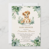 Chic Cute Leeuwinnenwelp & Groene Meisjes Baby Sho Kaart (Voorkant)