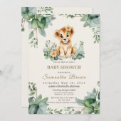 Chic Cute Leeuwinnenwelp & Groene Meisjes Baby Sho Kaart (Voorkant / Achterkant)