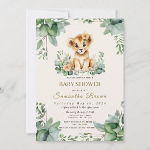 Chic Cute Leeuwinnenwelp & Groene Meisjes Baby Sho Kaart
