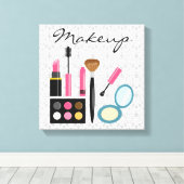 Chic Cute Makeup Kit Canvas Afdruk (Insitu (Houten vloer))
