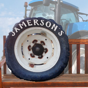 Chic Cute Rustic, band met witte en zwarte naam Rond Kussen